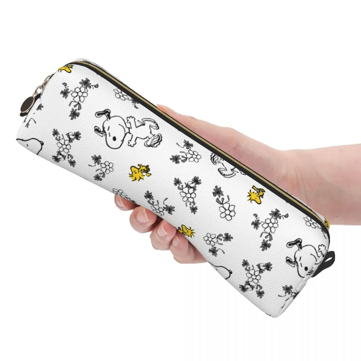 스누피 우드스톡 꽃 패턴 연필 케이스 재미있는 펜 가방 소녀 소년 대형 스토리지 사무실 선물 연필 상자