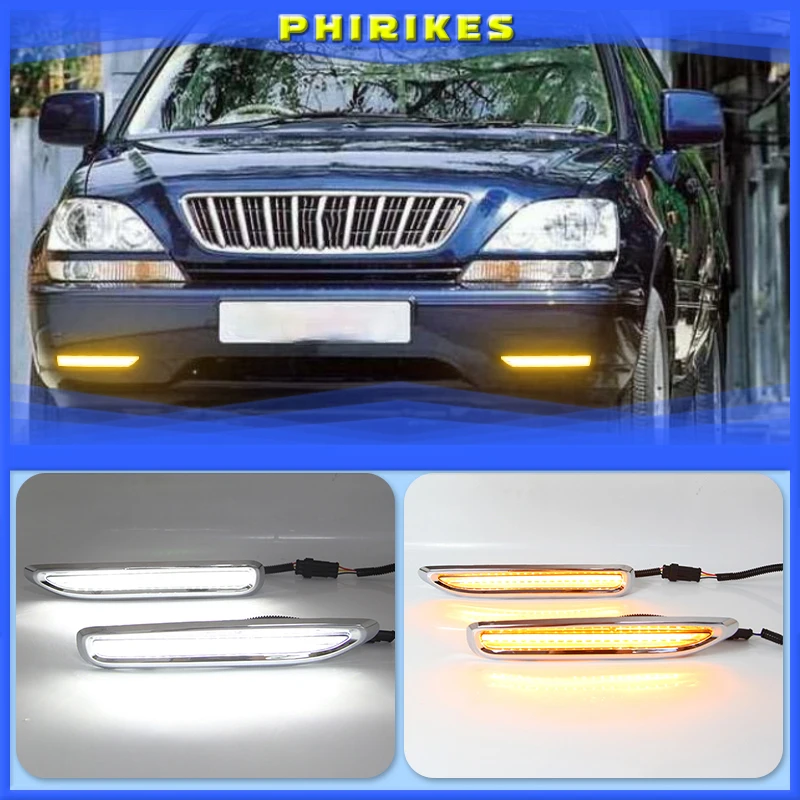 

2PCS For Lexus RX300 1998 - 2003 Chromed Strip Waterproof ABS Car DRL Lamp 12V LED Daytime Running Light Daylight