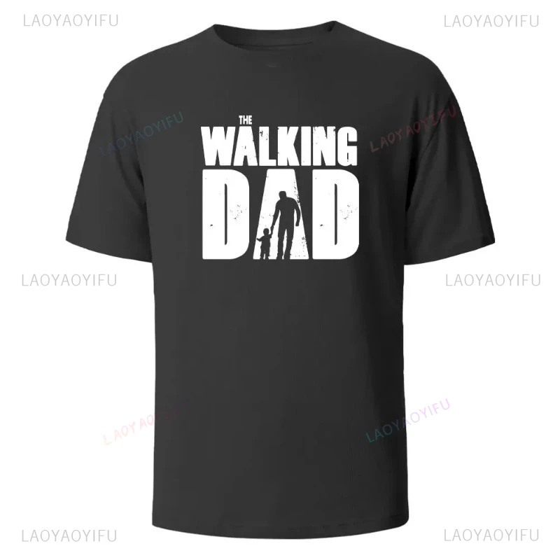 

The Walking Dad Fun Pattern Street Printed TShirts Mens Fashion Summer Short Sleeves Casual Cotton Breathable Simple Style Tops
