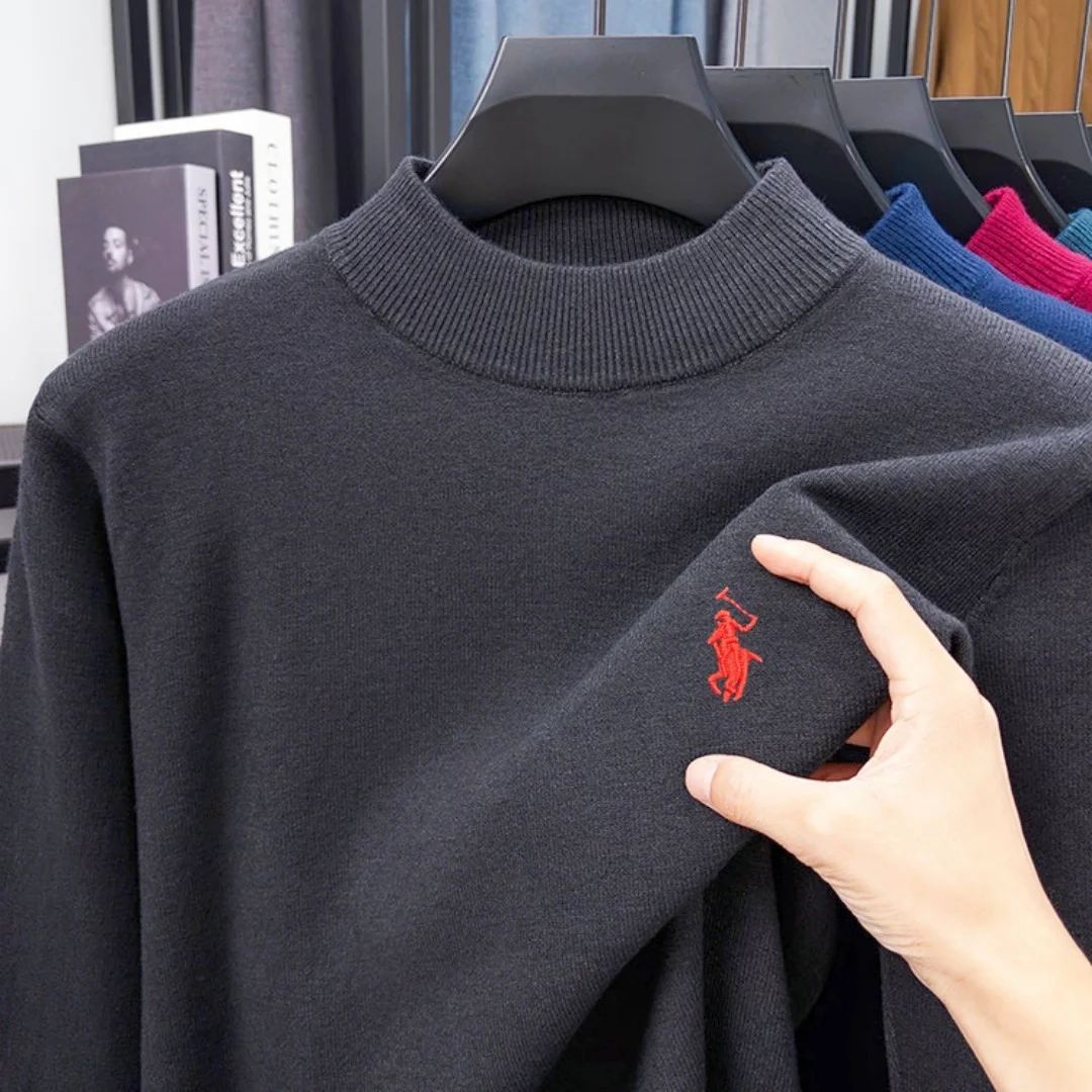High end brand men's round neck hot selling knitted sweater 2026 autumn winter luxury pony embroidery Paul casual warm pullover