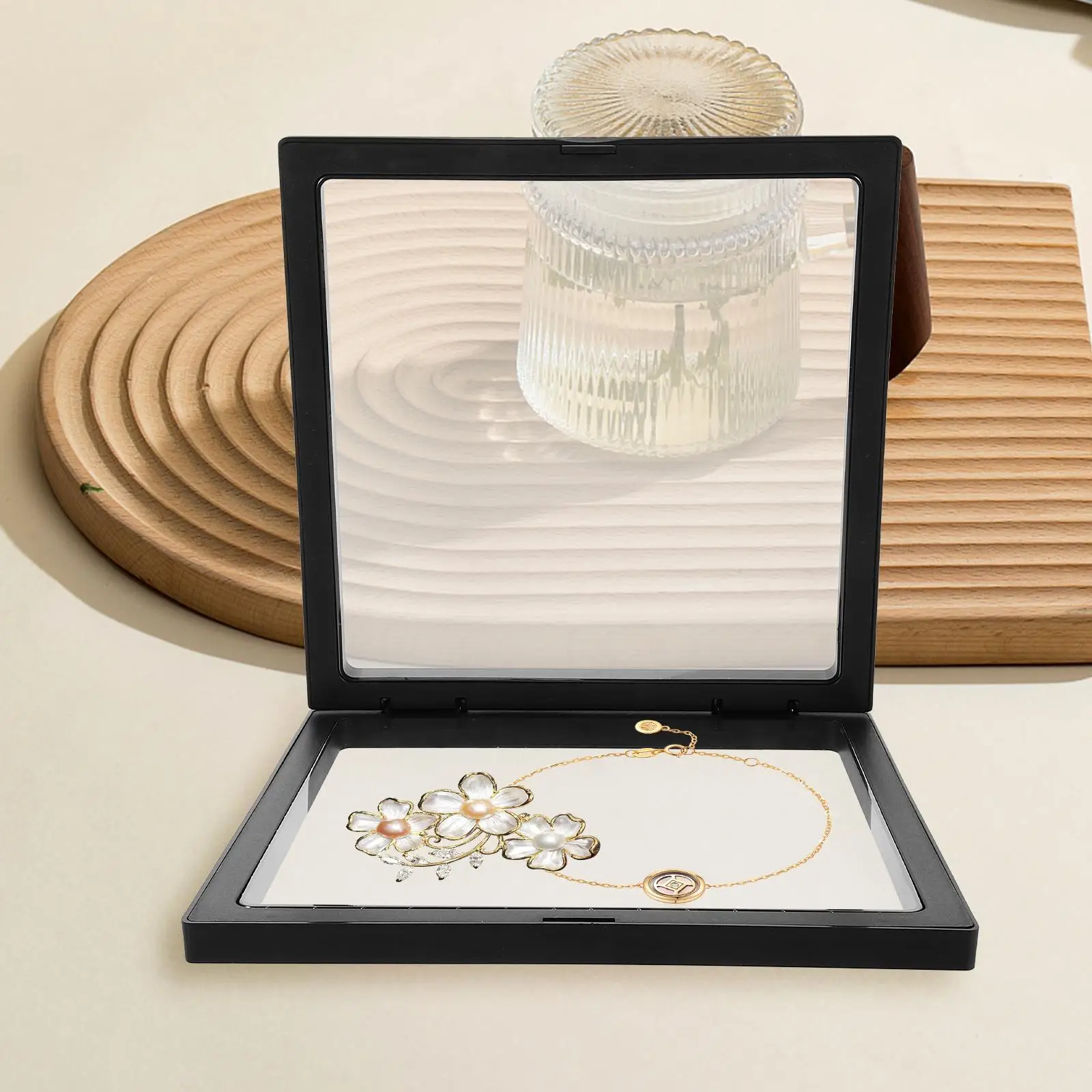 

4 Pcs Transparent Jewelry Display Rack Case Coin Stand Box Desktop Floating Ring Abs Accessory