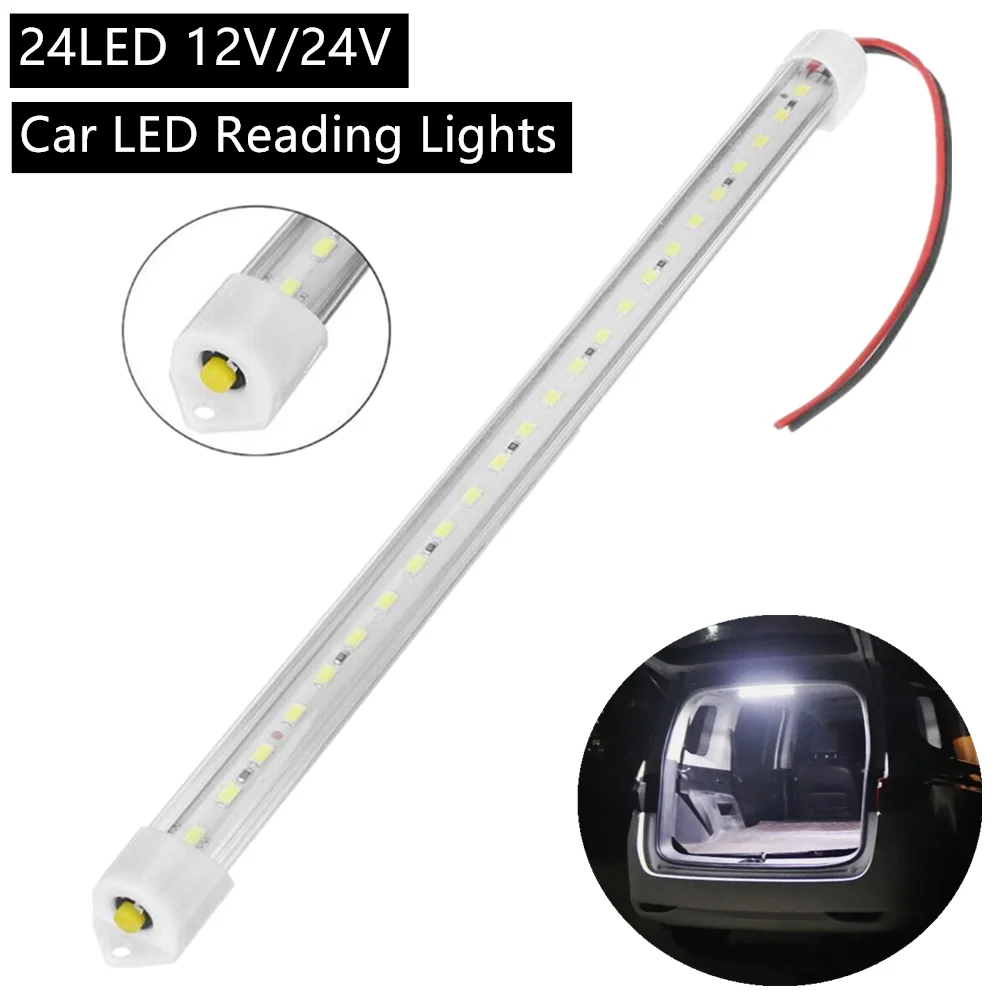 Car Truck Dome Interior Lights Reading Lights COB 12V/24V Car LED Roof Lights With On/Off Switch Bar Lighting Ceiling Led Lamp