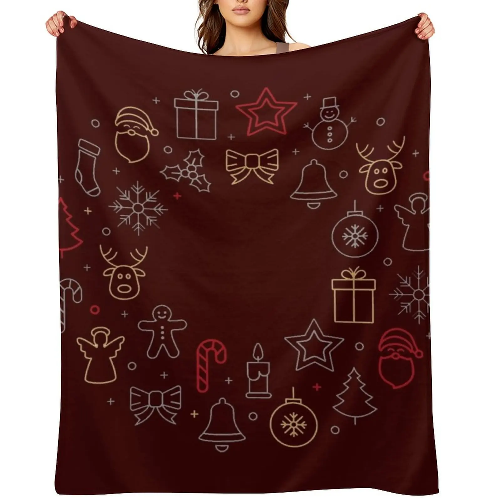 

Christmas - Red scandinavian ornaments Throw Blanket manga Decoratives Personalized Gift Giant Sofa Blankets