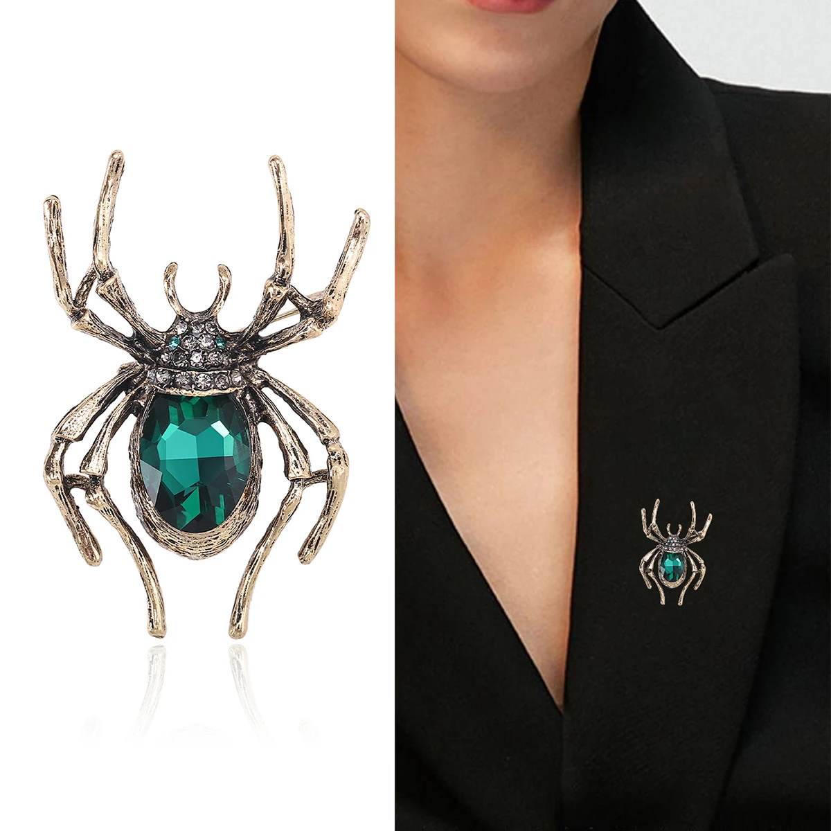 Rhinestone Spider Brooches for Women Unisex Pearl Animal Pins Insect Banquet Party Backpack Gifts Jewelry Accessories