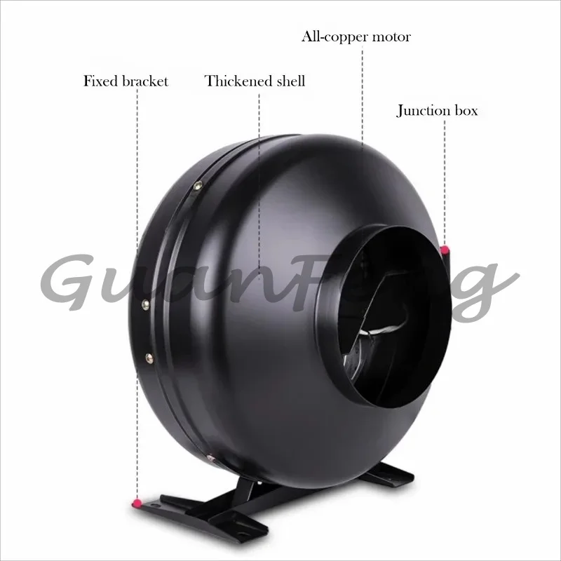 Round pipe turbocharged exhaust fan 220V high power silent exhaust fan