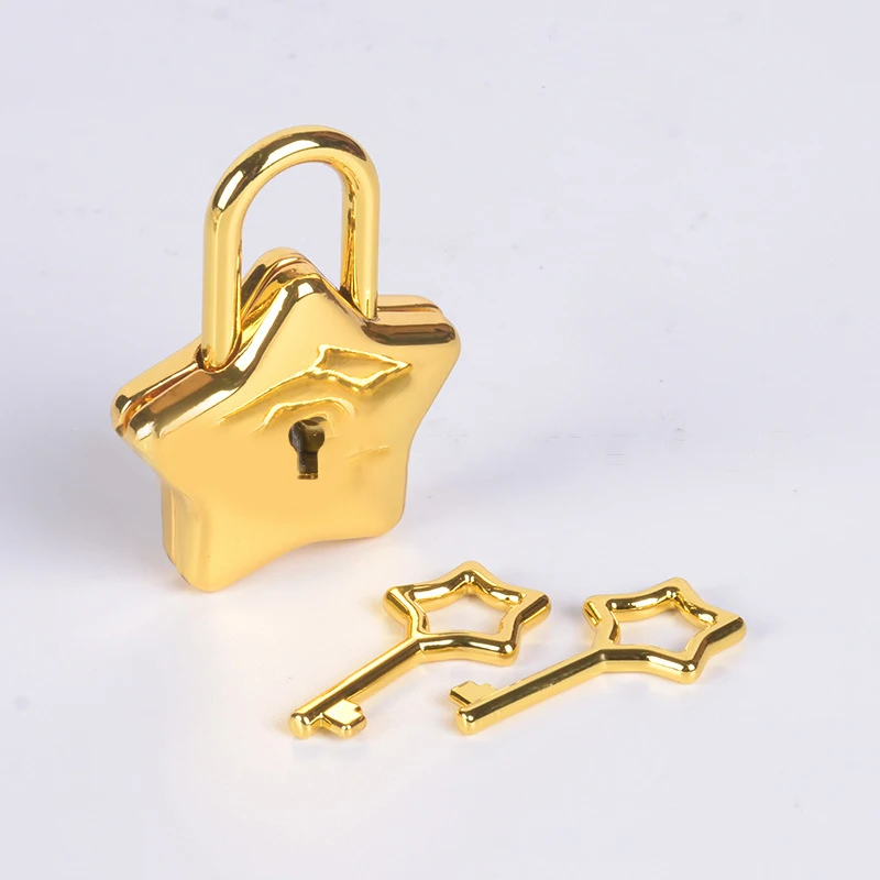 Pentagram Lock Mini Star Antique Padlock Locker Security Key Lock With Key Luggage Bag Lock