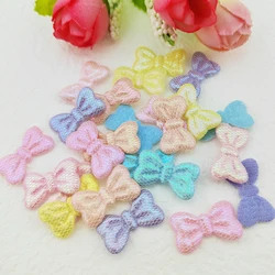 100Pcs 2 X 1.2CM Shiny Bowknot Applique Padded Patches For Clothes Hat Crafts Sewing Supplies DIY Headwear Hair Clips Bow Decor