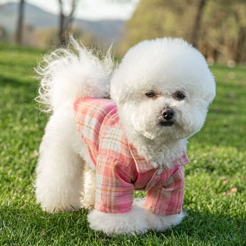 Summer Pet Shirt British Style Plaid Dog Vest Clothes For Small Dogs Chihuahua Cotton Puppy Shirts