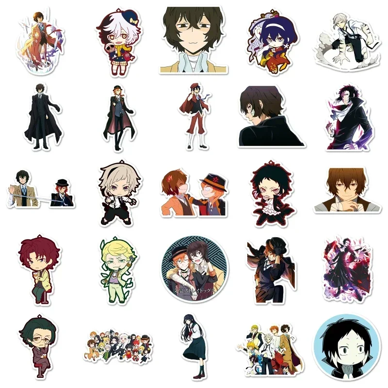 50/30/10PCS Osamu Dazai Ryunosuke Akutagawa Anime Popolare Decorazione Periferica Manuale Borsette Del Telefono Mobile adesivo impermeabile