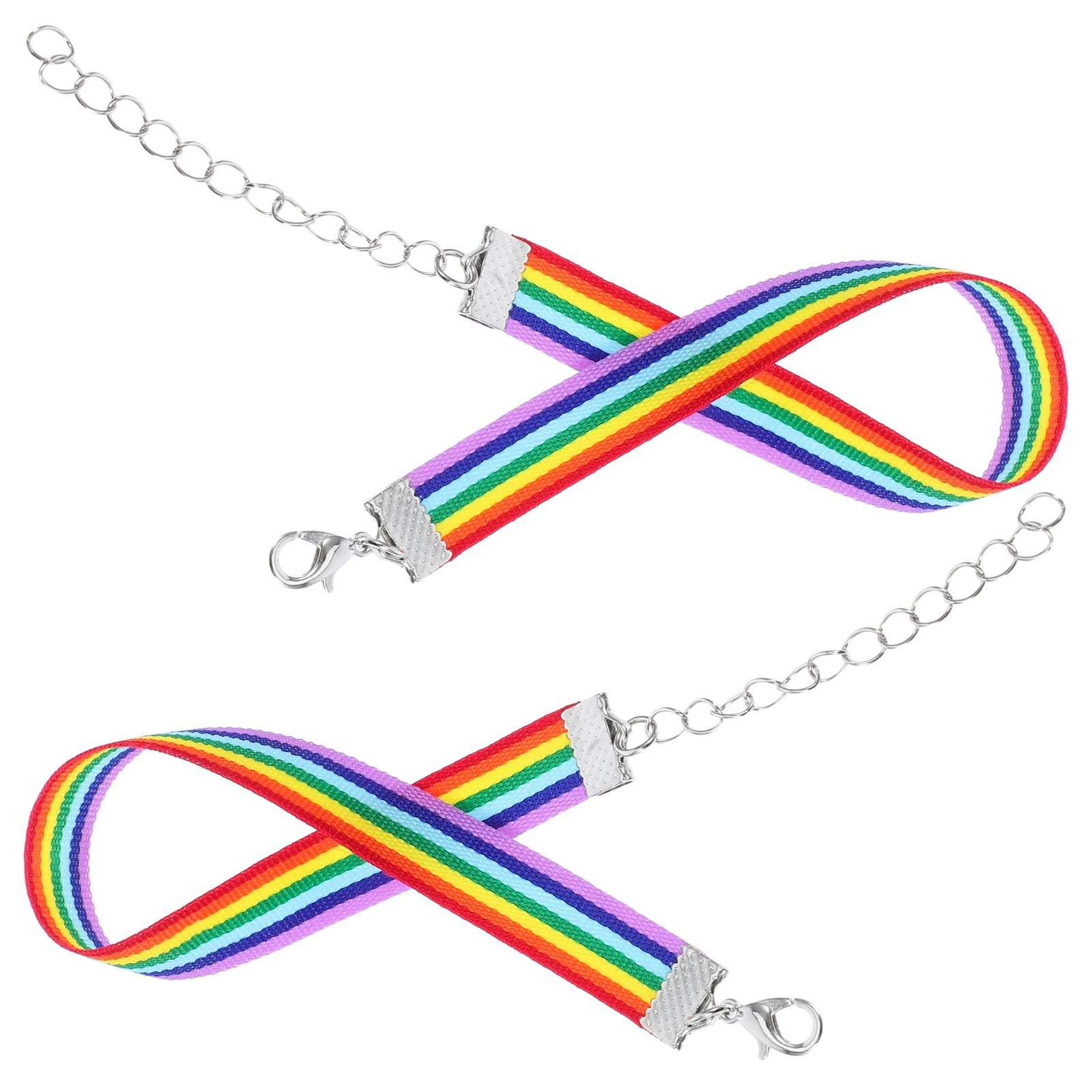

2pcs Rainbow Bracelet Colorful Wristband For Men Gay Pride Lightweight Durable Adjustable Wrist Chain Fitness Accessory