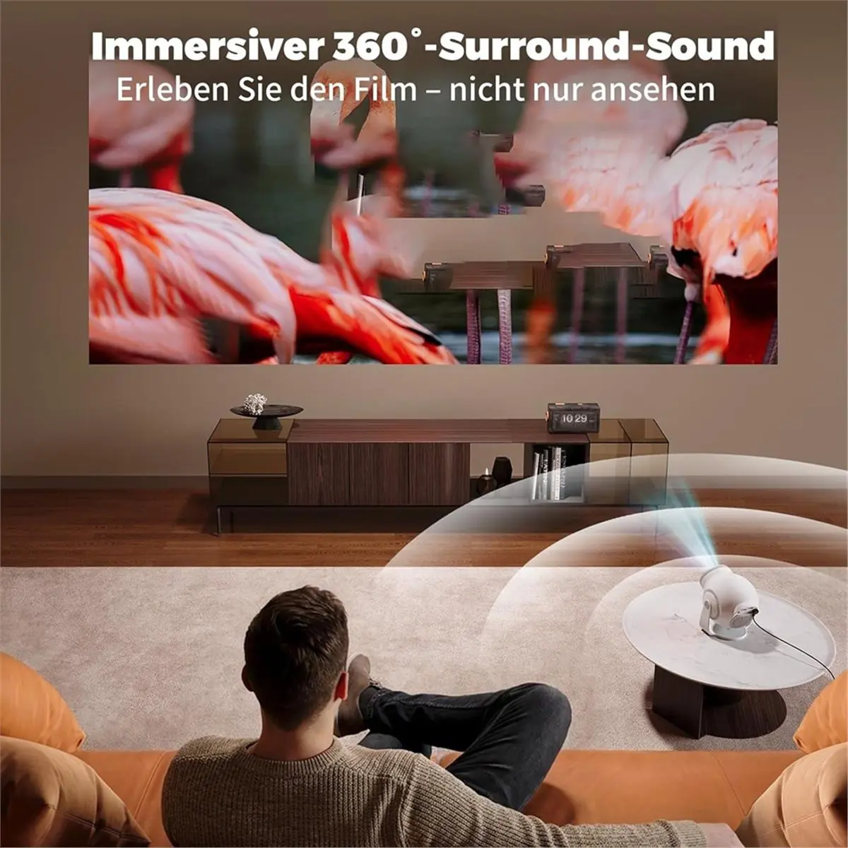 （2026 SUMMER）Mini Projector 1080P Full HD, 480 ANSI Lumen, Android 14, 8K Decoding, WiFi 6, Bluetooth 5.4, 180° Rotation Us Plug