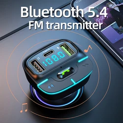 車用fm送信機,Bluetooth 5.4,mp3音楽,uプレーヤー,ハンズフリー通話,車の充電器,急速充電,タイプC電圧ディスプレイ