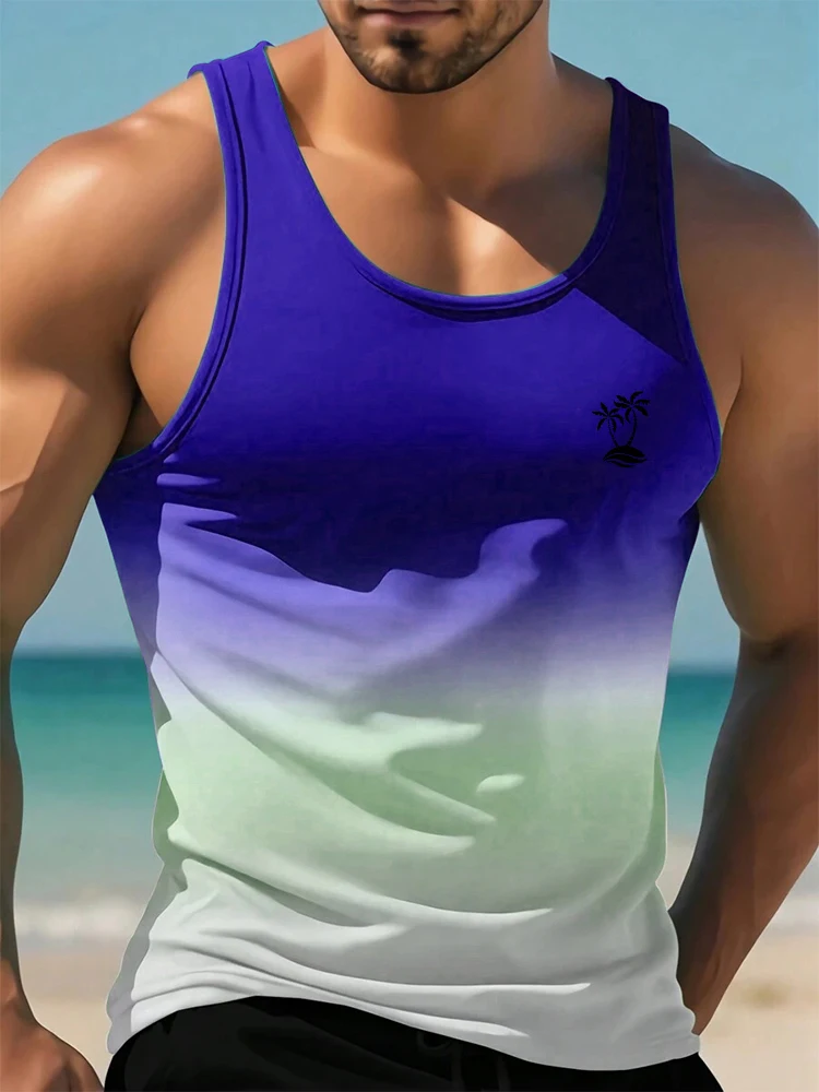 Summer new casual 3D printed mens sleeveless T-shirt Hawaiian style mens fashionable round neck vest outdoor beach mens vest2025 image 5