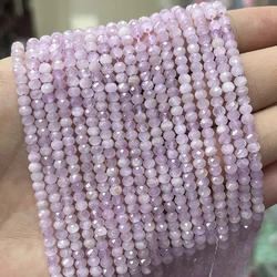 Natural Purple Spodumene Stone Faceted Kunzite Beads Small Section Loose Spacer for Jewelry Making DIY Necklace Bracelet 15''