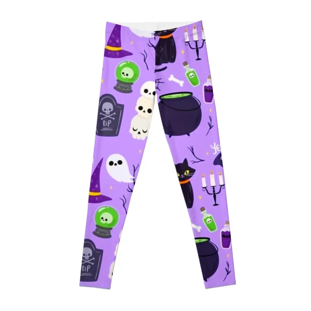 

Halloween Witches Skull Pumpkin Pattern Leggings Sports pants for Women's fitness joggers for Womens Leggings