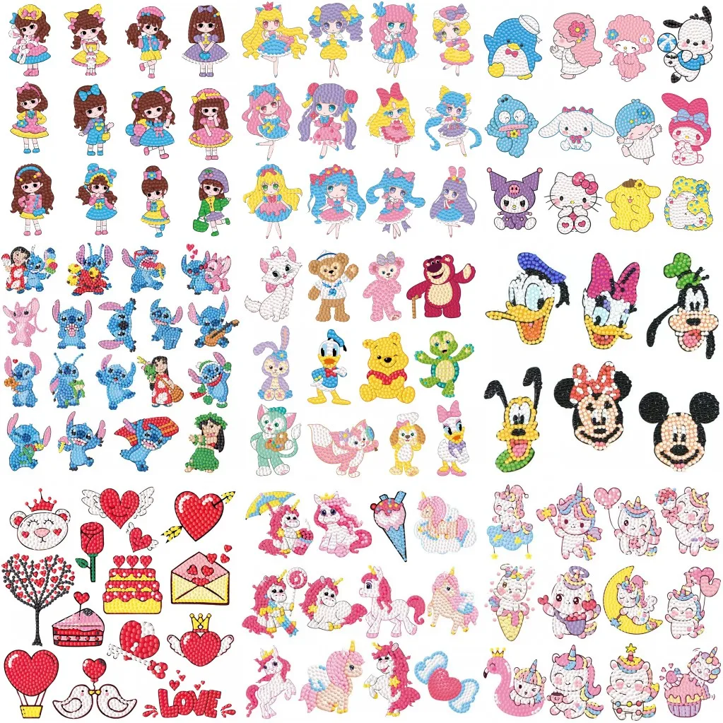 

Children's Handmade Diy Diamond Sticker Cartoon Little Girl Diamond Embroidery Sticker Painting Gift