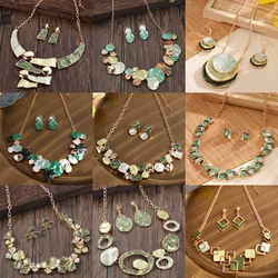 Cring Coco Vintage Autumn/Winter Green Enamel Necklaces Set Elegant Women's Jewelry Sets Necklace for Women the Best Gift