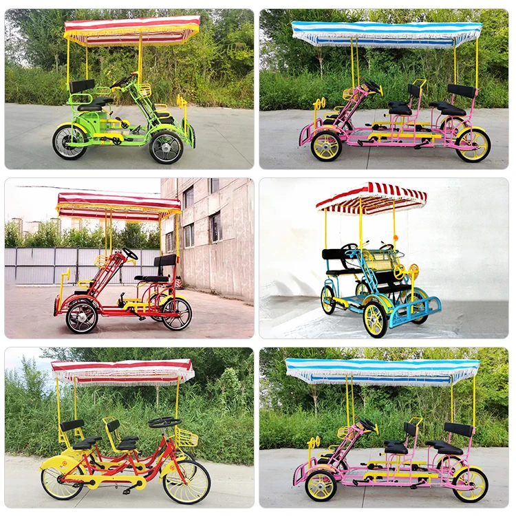 Fun Surrey Bike Tandem Bicycle for Sale Rental Fashion Park Seaside Cycling Family Pedal Bike Adult