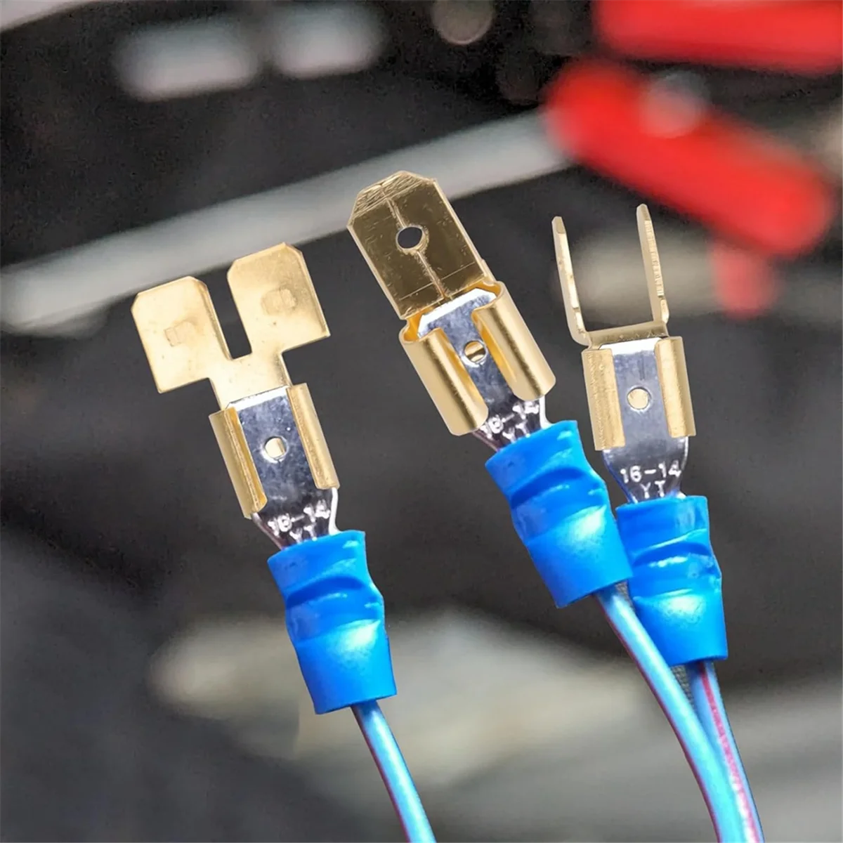 T88C 60 Buah Kit Pemisah Konektor Sekop Listrik, 1/4 Inci 2 Pria dan 1 Tab Betina Konektor Pemutus Cepat Sekop