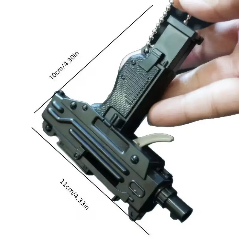 Outdoor Portable EDC Mini Keychain UZI Plastic Soft Bullet Gun Toy Tool