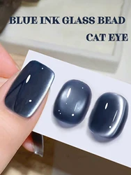 1-21pcs ZH Popular Blue Ink Cat's Eye Gel Nail Polish Spring Summer Fashionable Color Flash Glass Beads Cat's Eye Nail Salon