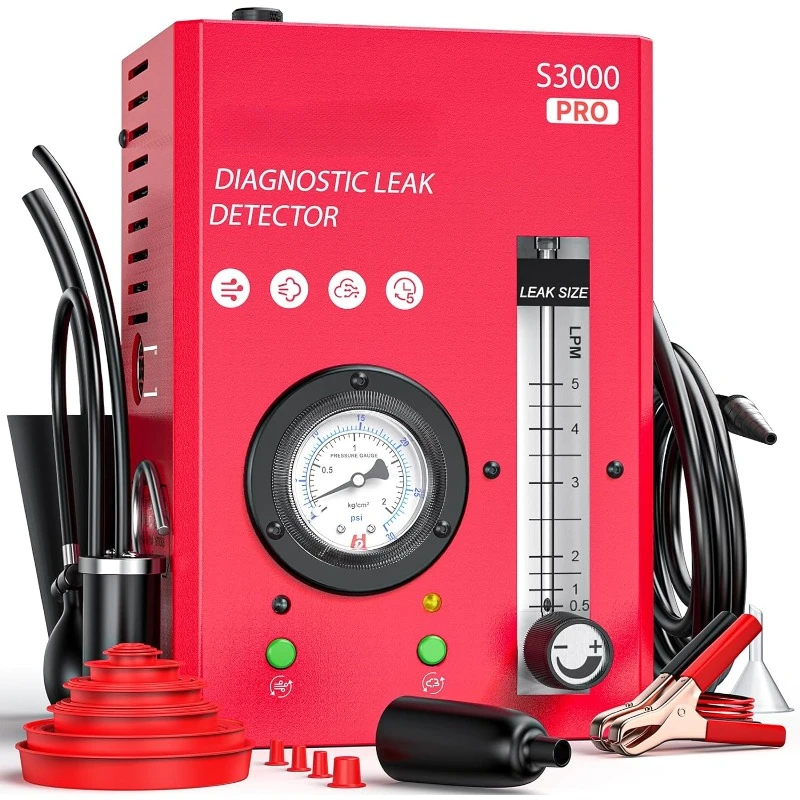 

S3000 PRO Automotive Smoke Machine with Built-in Air Pump and Pressure Gauge. Professional Vehicle Leak Diagnostic Detector