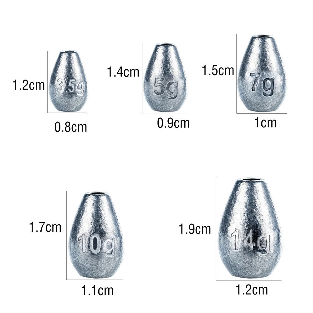 10 Stück Angelblei-Gewichte für Texas Rig, Free Rig und Drop Shot Bleigewichte – Detail 2