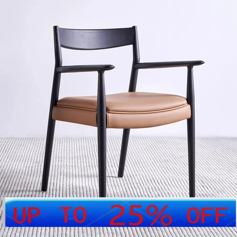 LH Solid Wood Dining Chair Minimalist Vintage Armchair Italian Minimalist Modern Upholstered Dining Chair