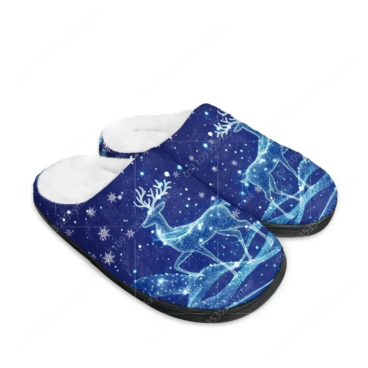 

Christmas Ice Crystal Elk Ice Crystal Snowflake Home Cotton Slippers Mens Womens Teenager Plush Bedroom Keep Warm Custom Slipper