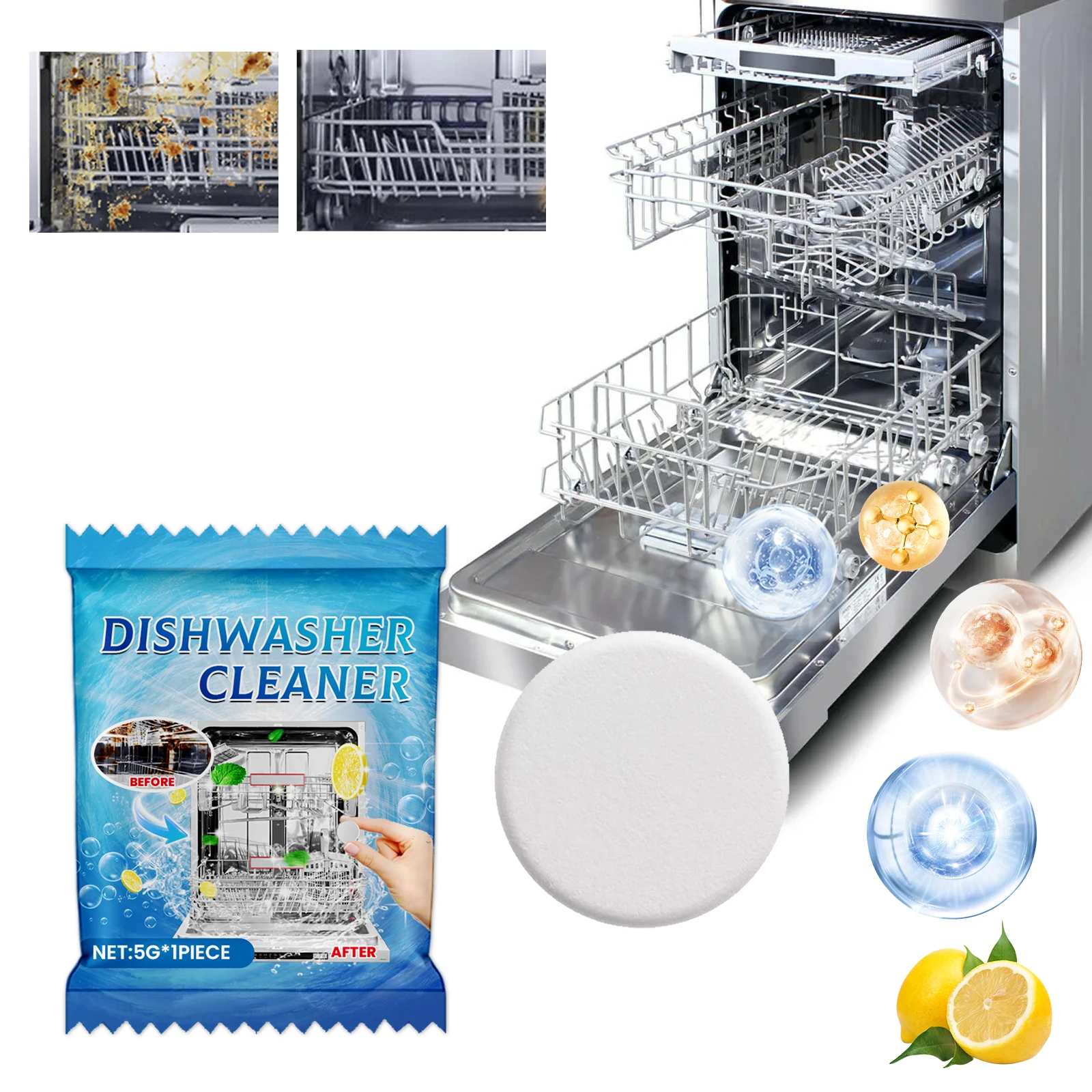 

JAKEHOE Dishwasher Cleaning Descaler 1/5/10pcs Pack-Deep Cleaning Tablets Odor Removing Tablets Household Cleaning Accessories