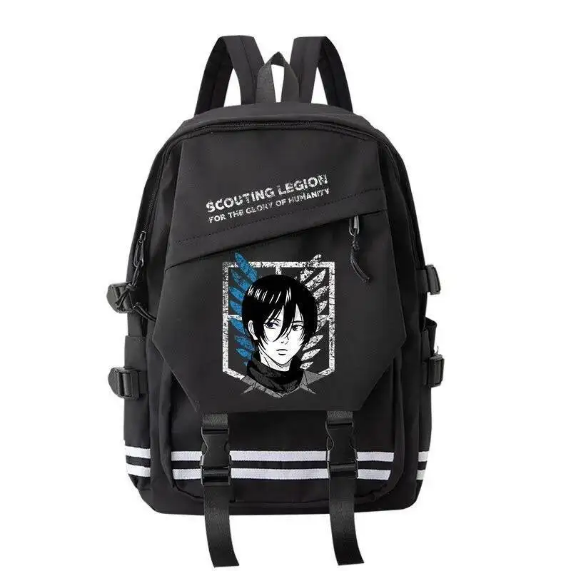 アニメゲームブラックホワイト進撃の巨人進撃の巨人学生キッズティーンスクールバッグバックパックガールズボーイズ