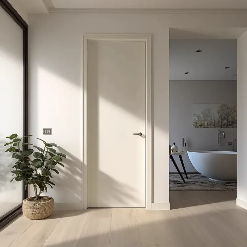 for Solid Wood Interior Door Painted Composite Wooden Bedroom Door Sound Insulation Set Swing Single Door Modern Simplicity