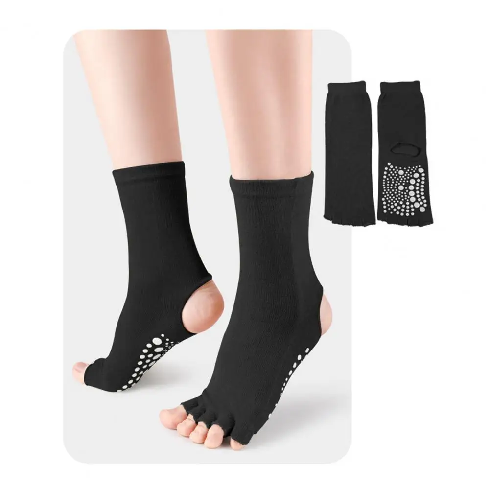 

Нескользящие носки для йоги, женские балетные носки, дышащие носки для йоги без пальцев с нескользящим захватом для балета, танцев, фитнеса, пилатеса