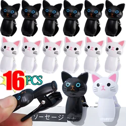 16/2Pcs Cat Shape Food Sealing Bag Clips Plastic Hanging Clothes Sock Clamps Office Desk Clip Photo Message Snack Storage Clamps