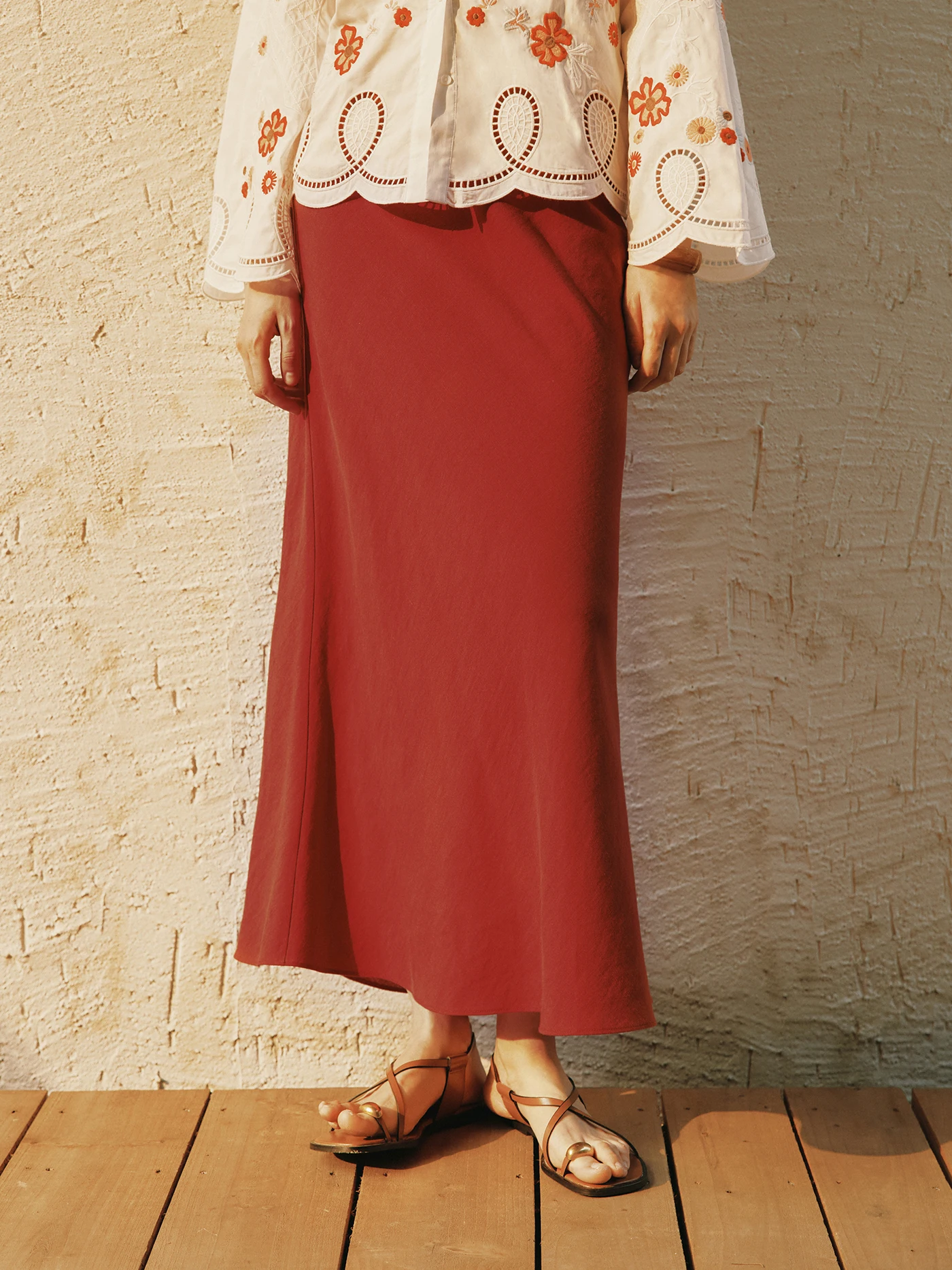 45 Degree Diagonal Cut 100% Linen Tailored Half Skirt Comfortable Simple Versatile High-End Feel Fish Tail  Skirt