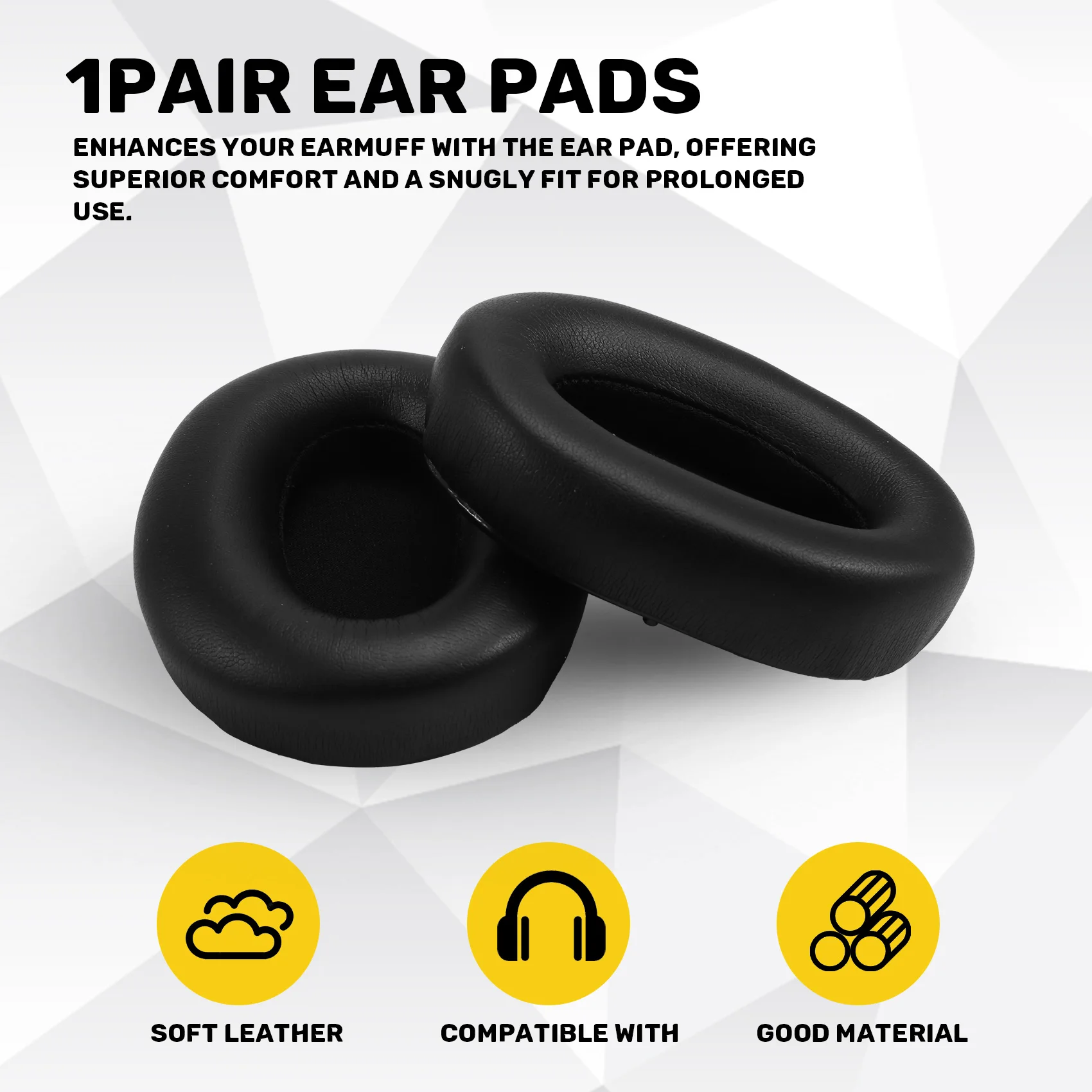 Earpads Cushions Replacement For Sony MDR-1000X WH-1000XM2 Over-Ear Headphones Noise Isolation Memory Foam