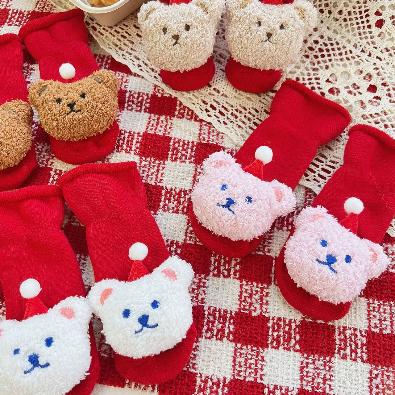 

Christmas Gift Cute Cartoon Bear Baby Socks Winter Thicken Warm Baby Boys Girls Socks Infant Toddler Anti Slip Floor Sock