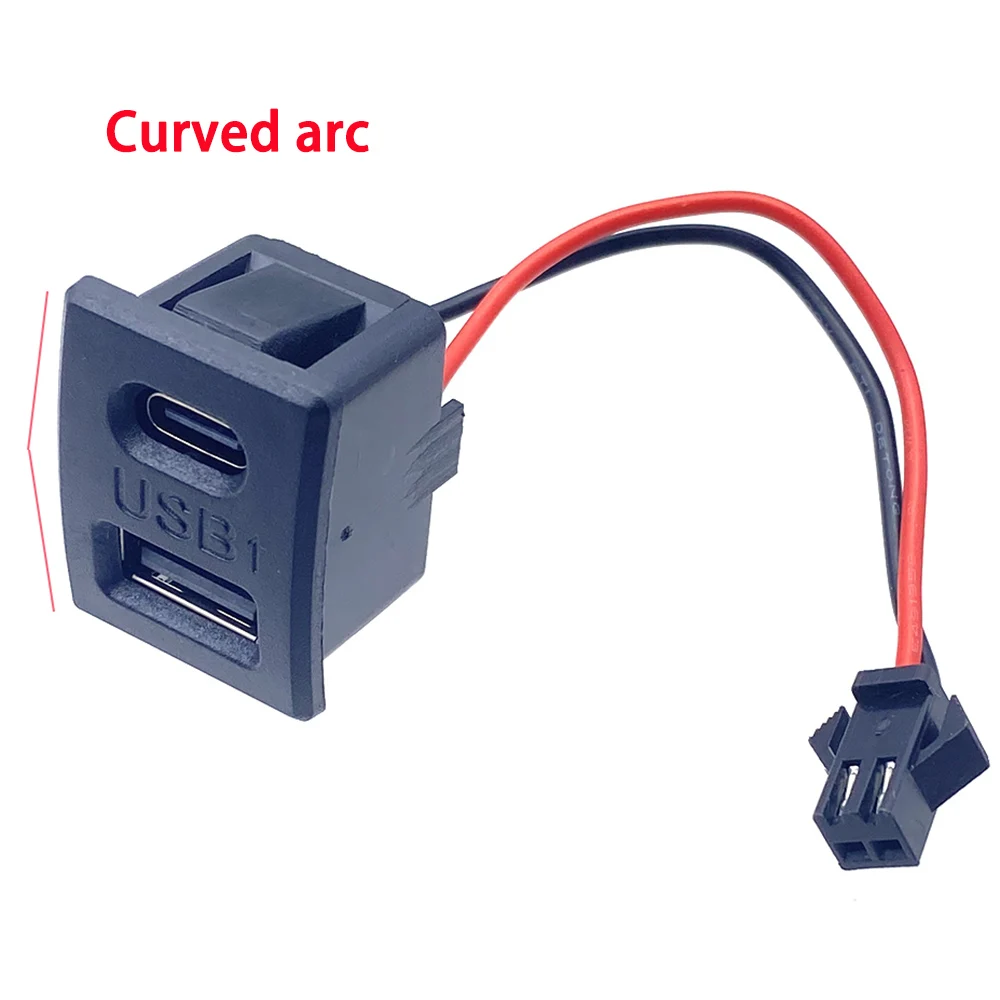 Base hembra USB de doble capa de gran corriente, enchufe tipo c, toma de corriente para carga de lámpara USB hembra con conector de cable