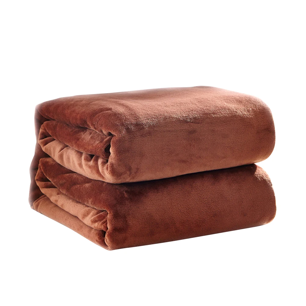 

Flannel Blanket Solid Color Bedding Comfortable Extra Warm for Camping Home Use Fleece Blanket Child Soft