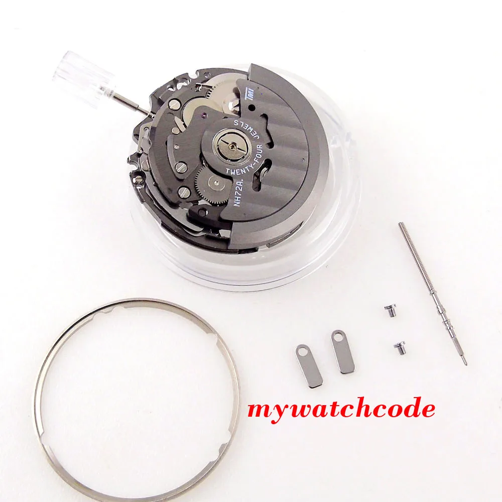 NH72A Mechanical Watch Movement Stem Skeleton Face 21600bph NH70A SKX Watch Parts Accessories Mechanism