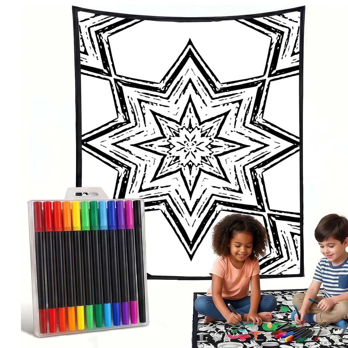 Home Textiles Usa - Teal Coral Geometric Star DIY Cozy