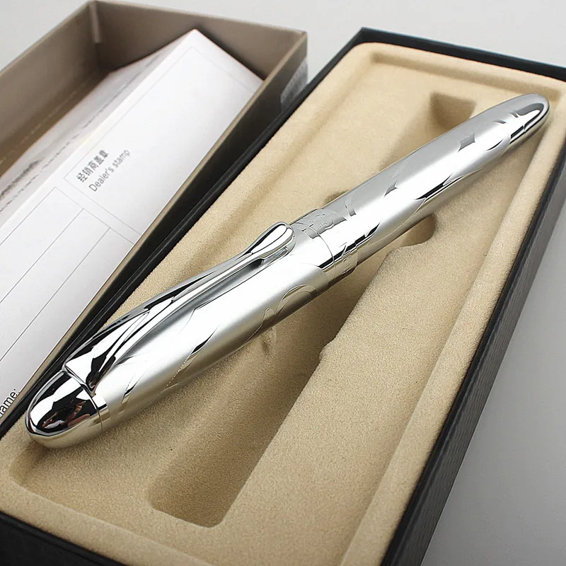 New silver engraving Fountain Pen 0.38mm&0.5mm Best Selling Ink Pen Gift High Quality Student Supplies Calligraphy Pens