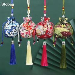 StoBag 50pcs Wholesale Chinese Sachet Drawstring Bag Hanging Gift Jewelry Package Storage Pocket Reusable Pouch Decoration Party
