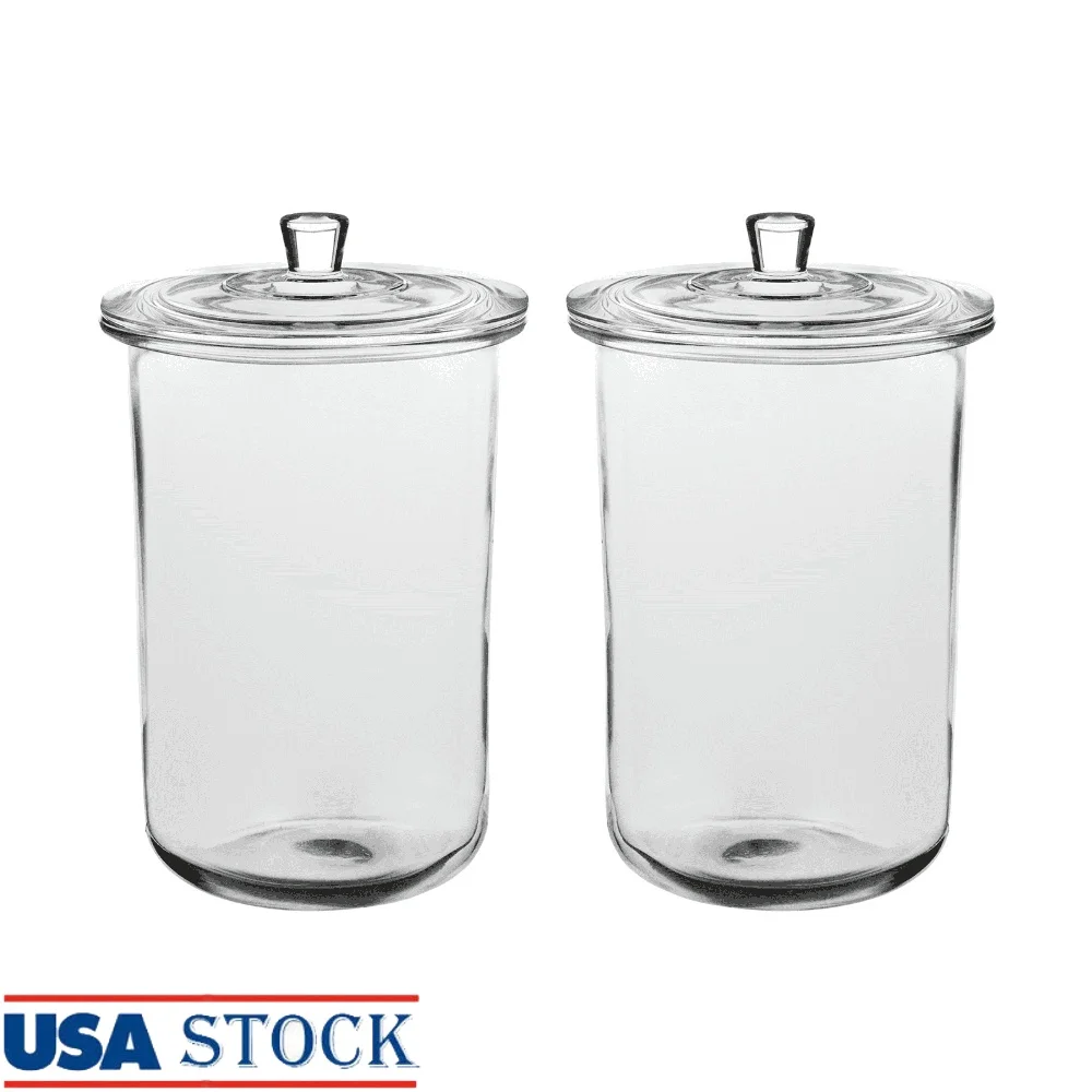 

2 Pack Wide Mouth 1 Gallon Glass Storage Jars with Lids Kitchen Pantry Dry Goods Container Dishwasher Safe
