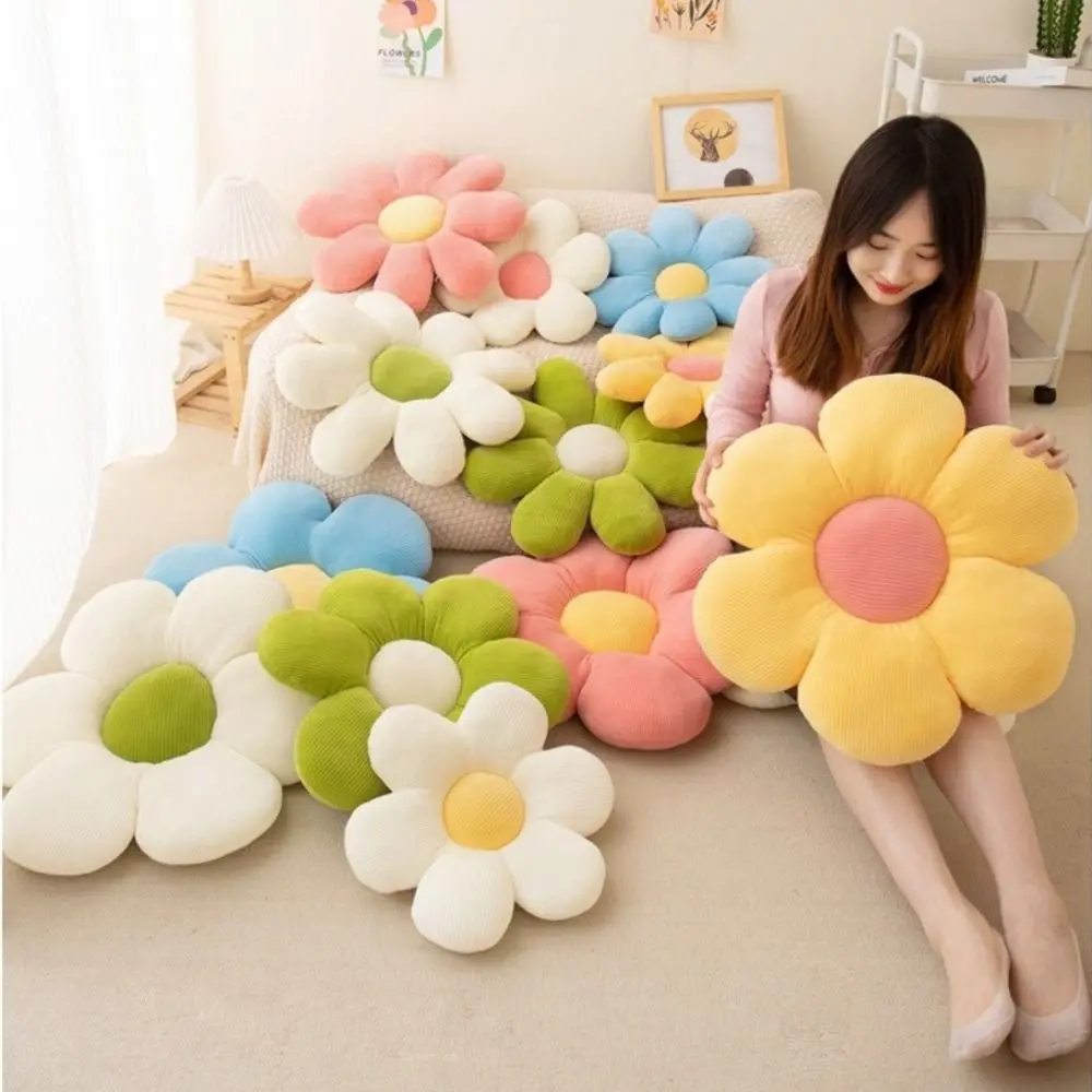 40cm Flower Cushion Colorful Petal Design Soft Daisy Seat Cushion Lifelike Flower Shape Multilayer Petal Texture Sofa Cushion
