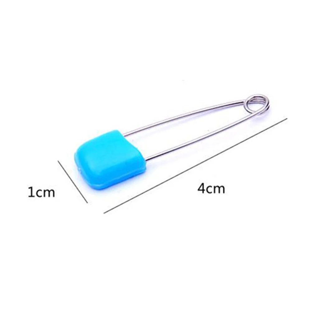 

100pcs Baby Safety Colored Diaper Steel Clothes Pin Saliva Towel Fixing Nursing Accessories - Size L