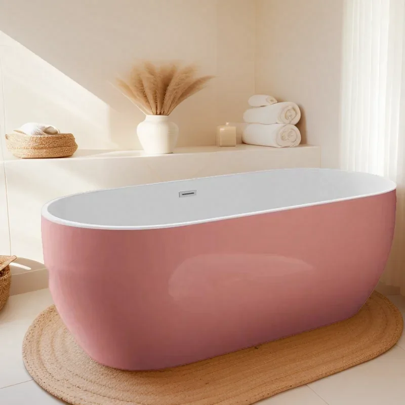 Bathtub Family Adult Hotel B & B Independent Acrylic Integrated Customized Bathtub Pink Bathtub Arc