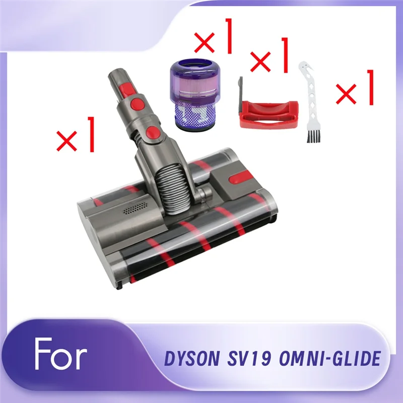 

X11A Double Roller Brush+Switch Lock+SV19 Filter For DYSON SV19 OMNI-GLIDE Replacement Vacuum Head Soft Roller Cleaner Head