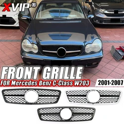 XVIP Chrome Silver Diamonds Style Racing Grille For Mercedes Benz C W203 2001-2007 C200 C240 C280 Sport AMG Style Bumper Grilles