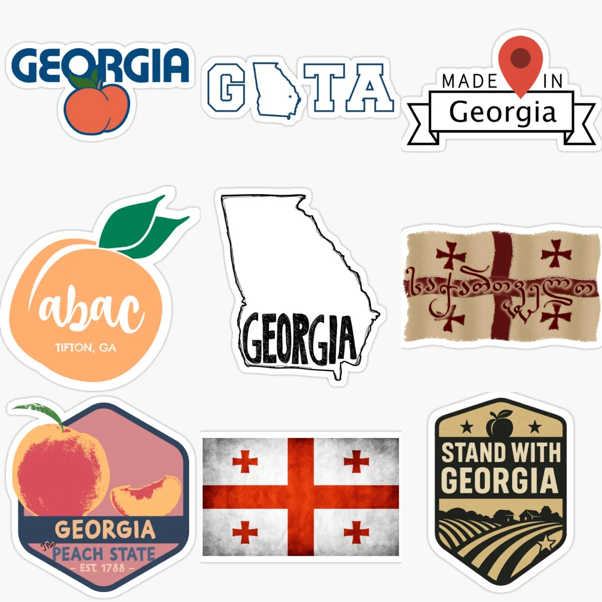 

GE Georgia Flag Map Peach Creative Personalized Stickers for Car Van Window Windshield Helmet Wall Decoration Accessories